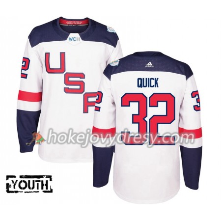 Dětské Hokejový Dres USA Jonathan Quick 32 Světový pohár v ledním hokeji 2016 Bílá Premier